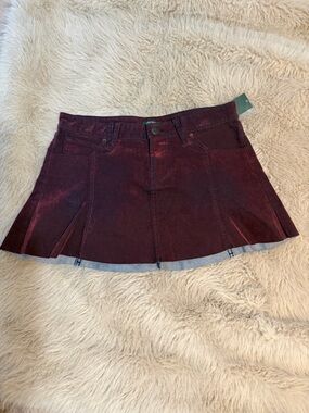 Wild Fable Burgundy Brushed Denim Mini Skirt